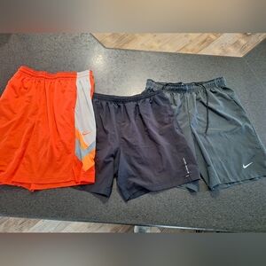 Mens Nike Orange Athletic Shorts Lot with White and Gray Accents, Size Xxl